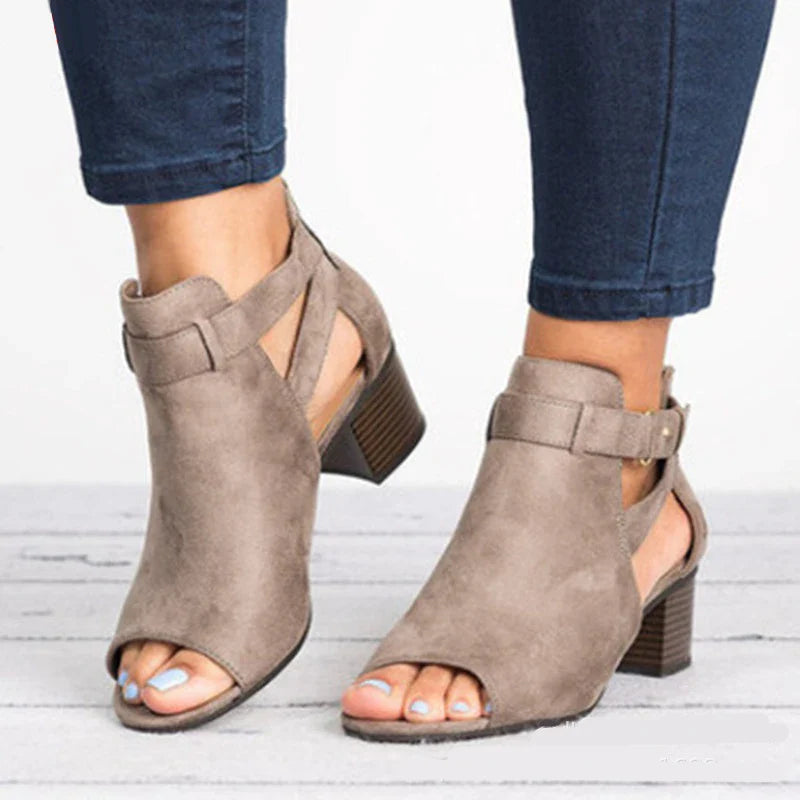 Mia - Orthopedische Grijze Enkellaars Sandalen-Grijs-34-State of Style