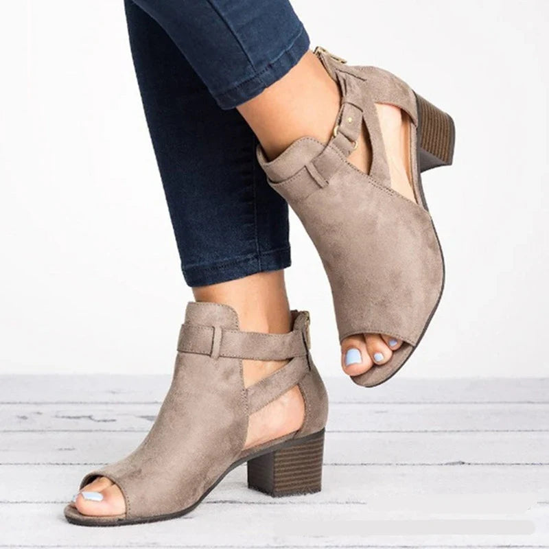 Mia - Orthopedische Grijze Enkellaars Sandalen-Grijs-34-State of Style