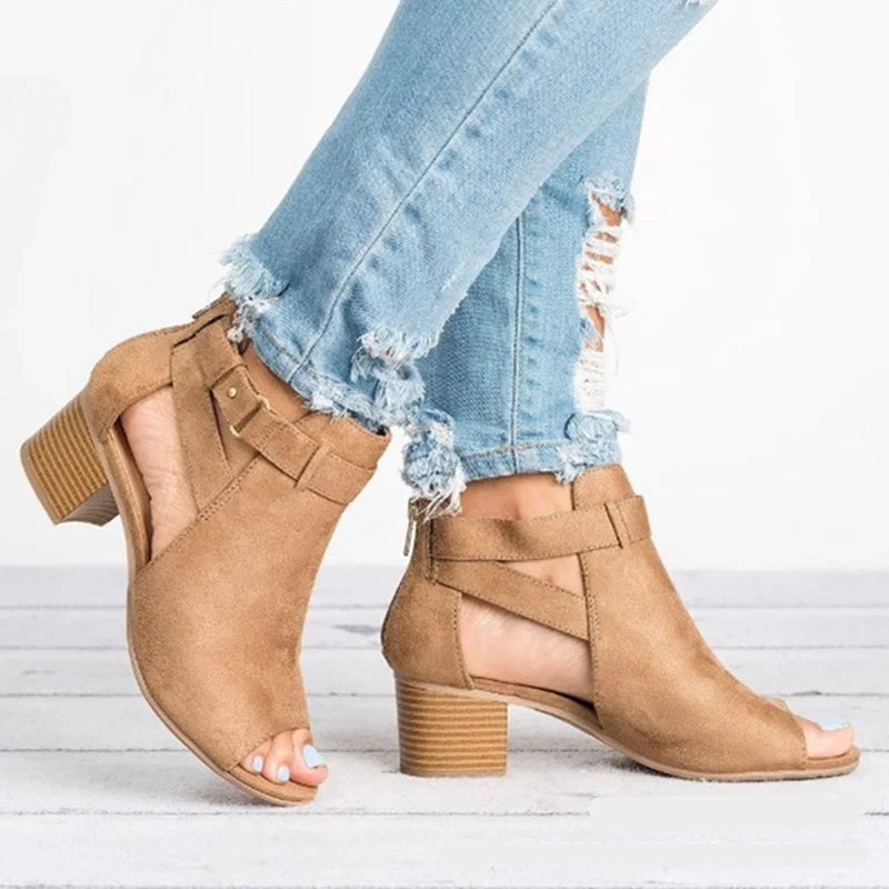 Mia - Orthopedische Grijze Enkellaars Sandalen-Grijs-34-State of Style