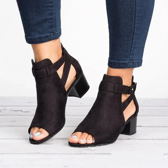 Mia - Orthopedische Grijze Enkellaars Sandalen-Zwart-34-State of Style