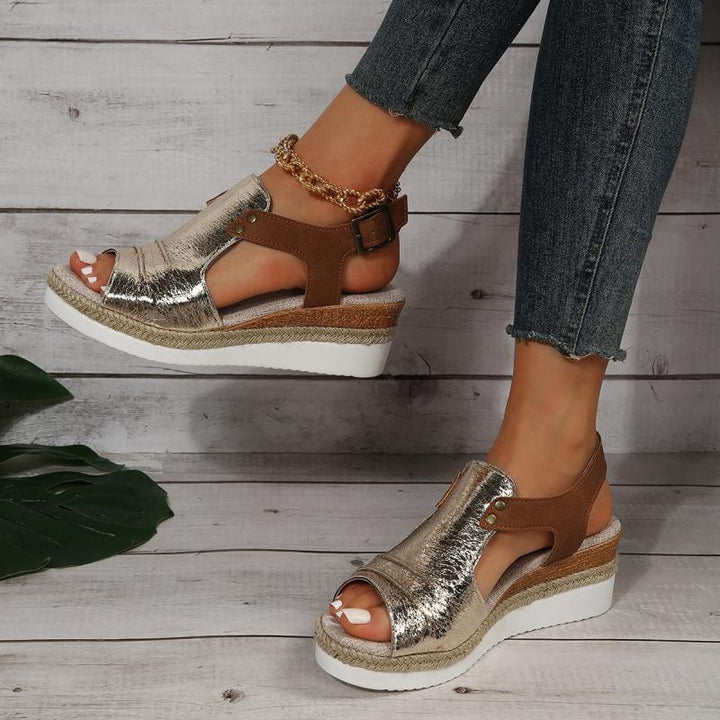Mia - Orthopedische Rode Platform Sandalen-Rood-36-State of Style