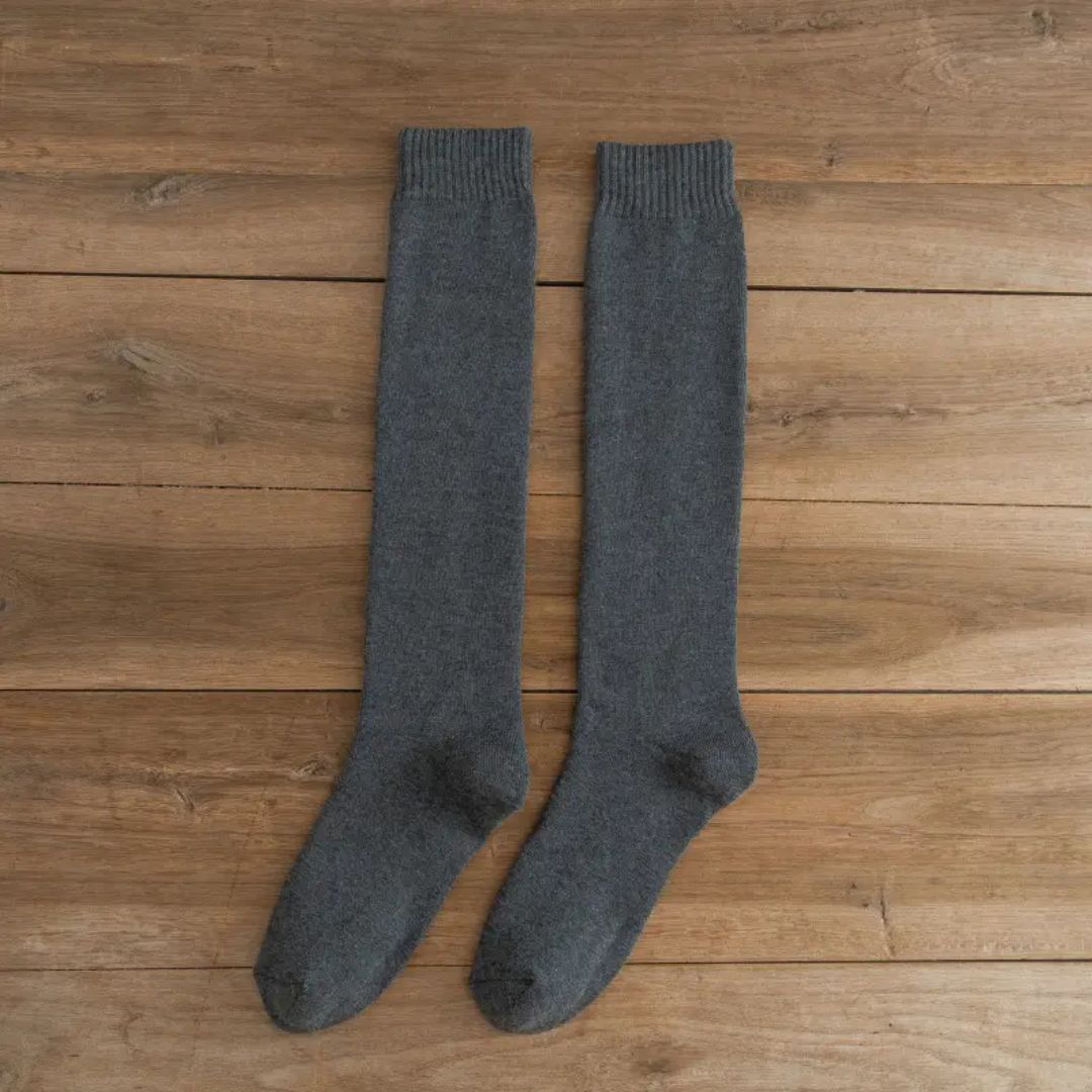 Michael Traditional Socks – 3-Pack Warm Cotton Knee-High Terry Socks-Dark Grey-State of Style