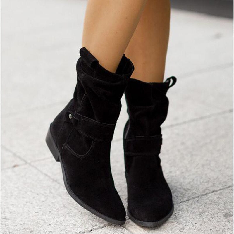 Mid-Calf Winter Boots with Heel - Iris-Black-4-State of Style