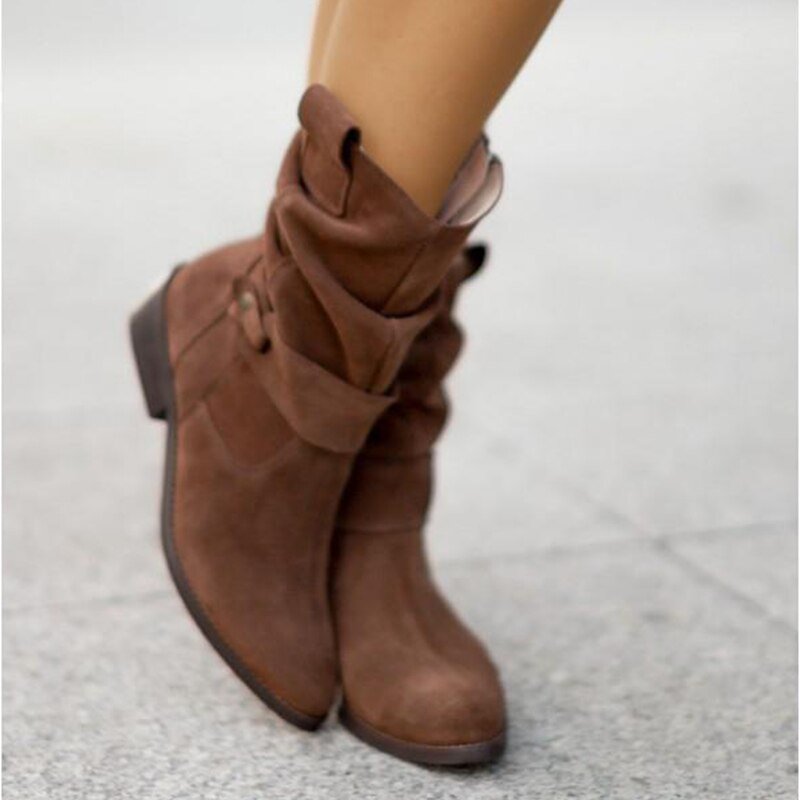 Mid-Calf Winter Boots with Heel - Iris-Dark Brown-4-State of Style