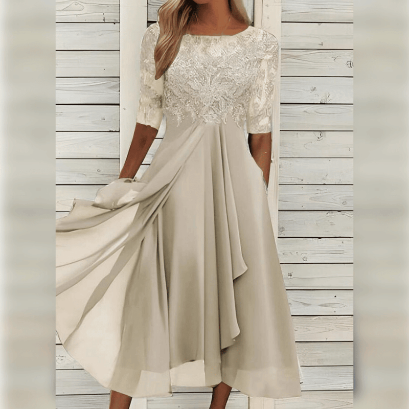Midi Dress for Every Occasion - Elena-Beige-S-State of Style