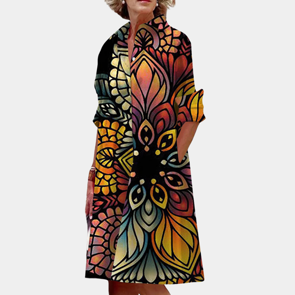 Midi dress with Print and Summery Fit – Ysolde-Black-XS-State of Style