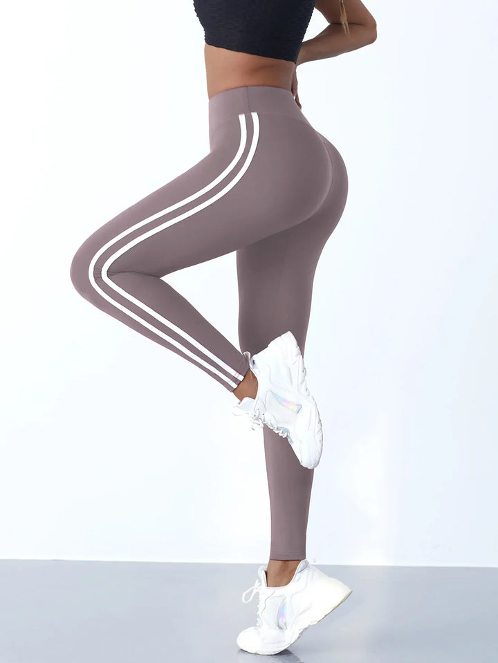 Mila High-Waist Yoga Leggings-Grey White-S-State of Style