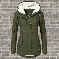 Mila Pleated Cotton Winter Jacket with Hood-Army Green-S-State of Style