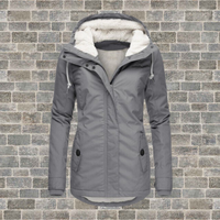 Mila Plissé Cotton Winter Coat with Hood-Grey-S-State of Style