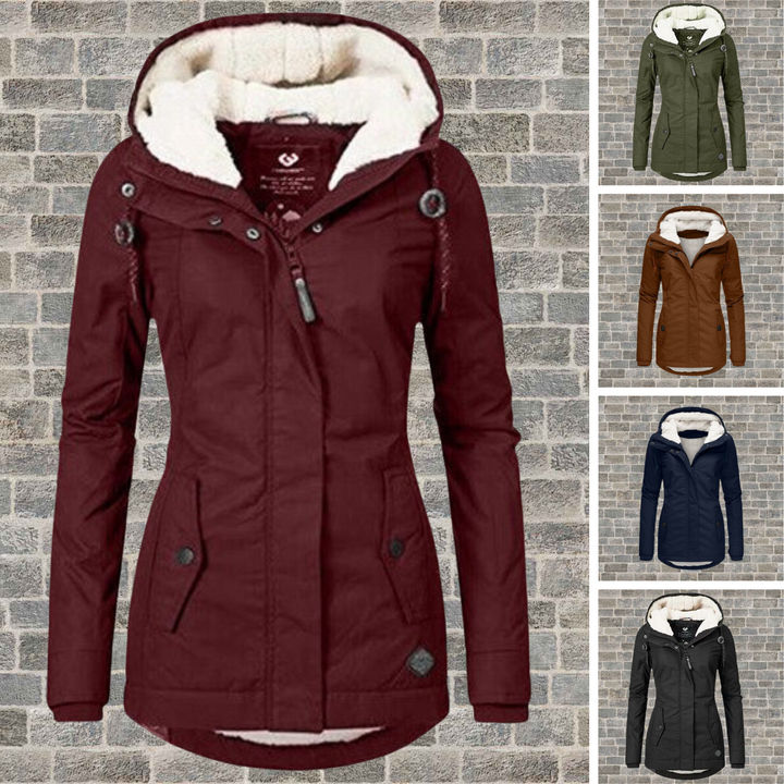 Mila Plissé Cotton Winter Coat with Hood-Grey-S-State of Style
