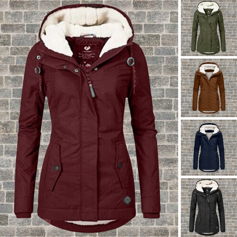 Mila Plissé Cotton Winter Coat with Hood-Grey-S-State of Style