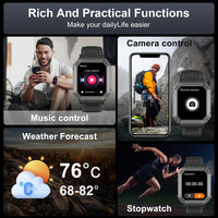 Military Smartwatch for Men with Fitness Tracker – Wayne-Black-State of Style