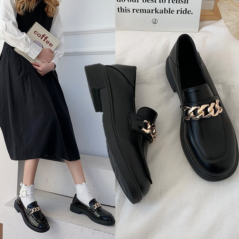MillieLoafers | Women's Patent Leather Loafers-Glossy Black-4.5-State of Style