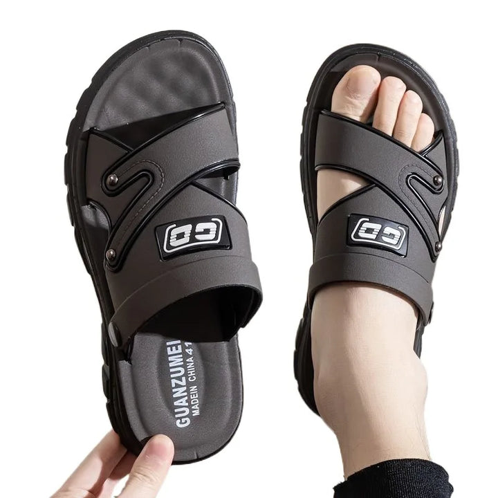 Milo - Donkerbruine Slippers-Donkergrijs-40-State of Style