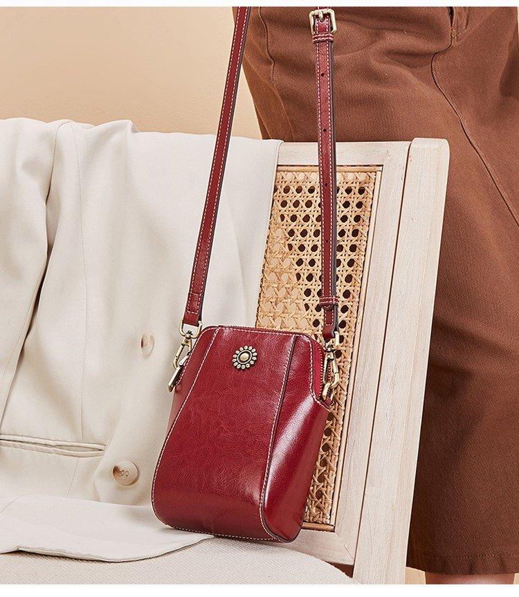 Mini Learning Crossbody Bag with Floral Detail - Liora-Brown-State of Style