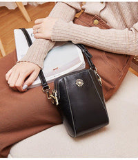 Mini Learning Crossbody Bag with Floral Detail - Liora-Brown-State of Style