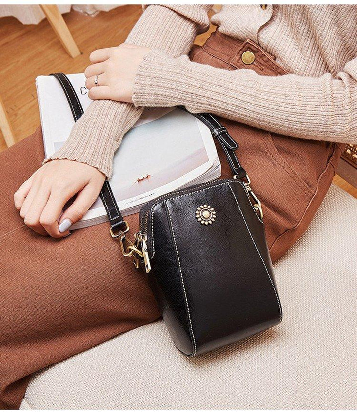 Mini Learning Crossbody Bag with Floral Detail - Liora-Brown-State of Style