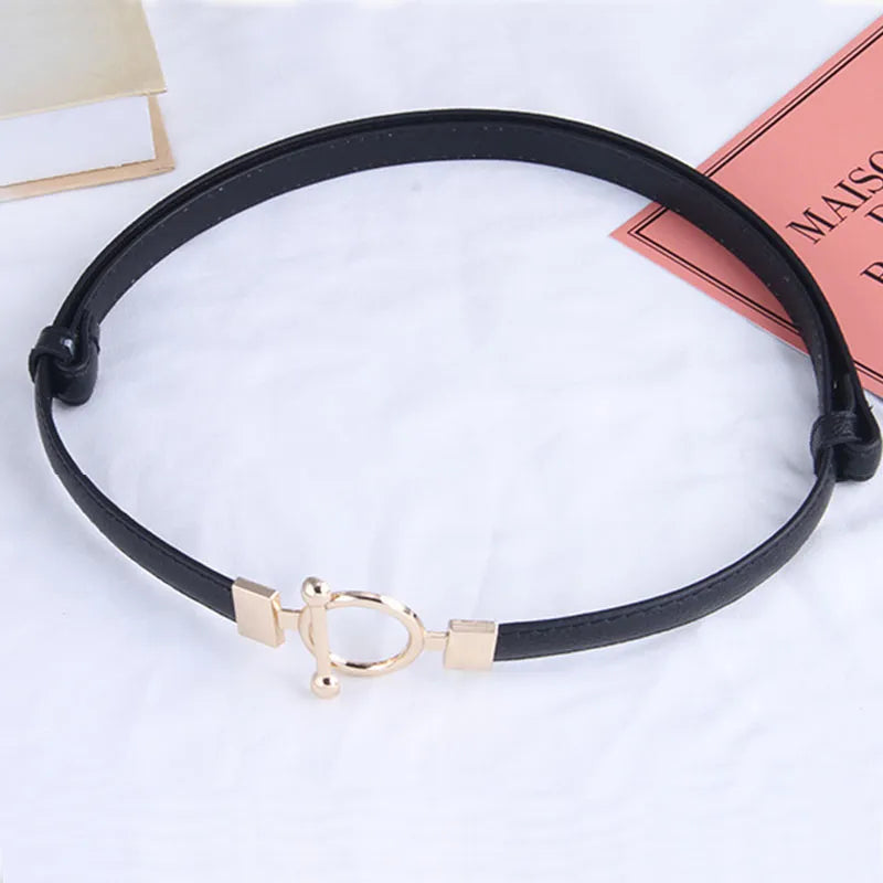 Minimalist Designer Dress Belt – Stylish Leather Belt with Adjustable Metal Buckle-Black-State of Style
