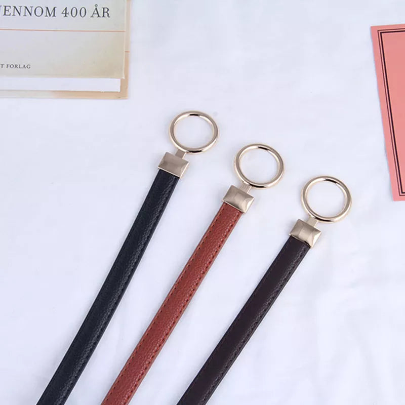 Minimalist Designer Dress Belt – Stylish Leather Belt with Adjustable Metal Buckle-Black-State of Style