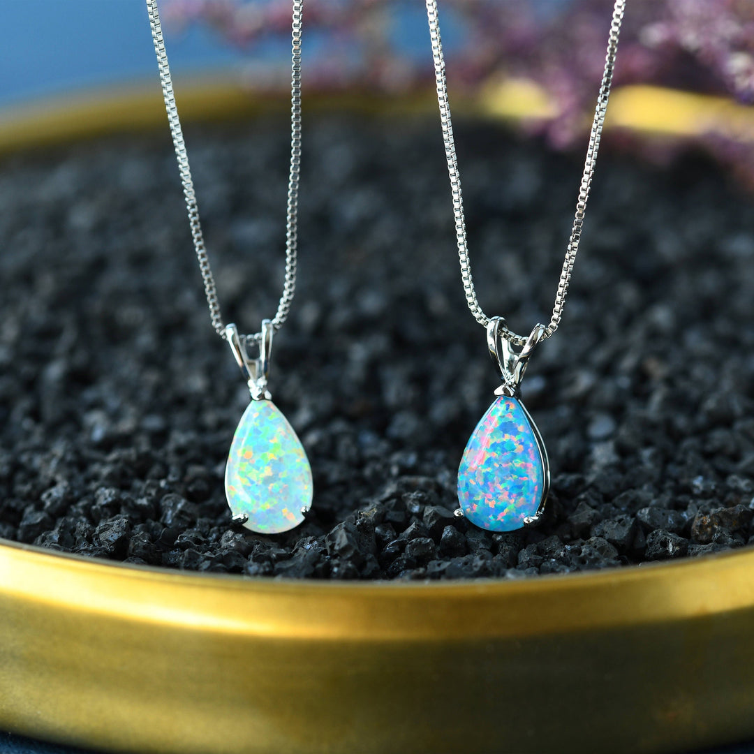 Minimalist Drop Opal Pendant Necklace - Selina-White Opal-Rose gold-State of Style