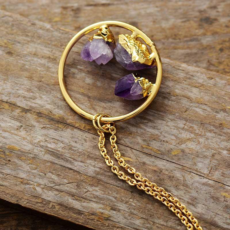 Minimalist Raw Amethyst Stone Necklace - Evelyne-State of Style