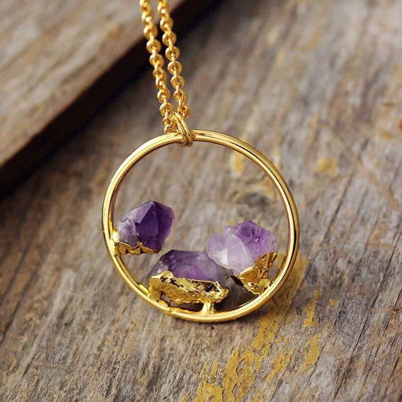 Minimalist Raw Amethyst Stone Necklace - Evelyne-State of Style