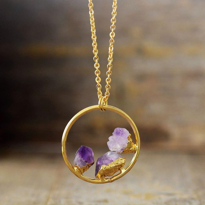 Minimalist Raw Amethyst Stone Necklace - Evelyne-State of Style