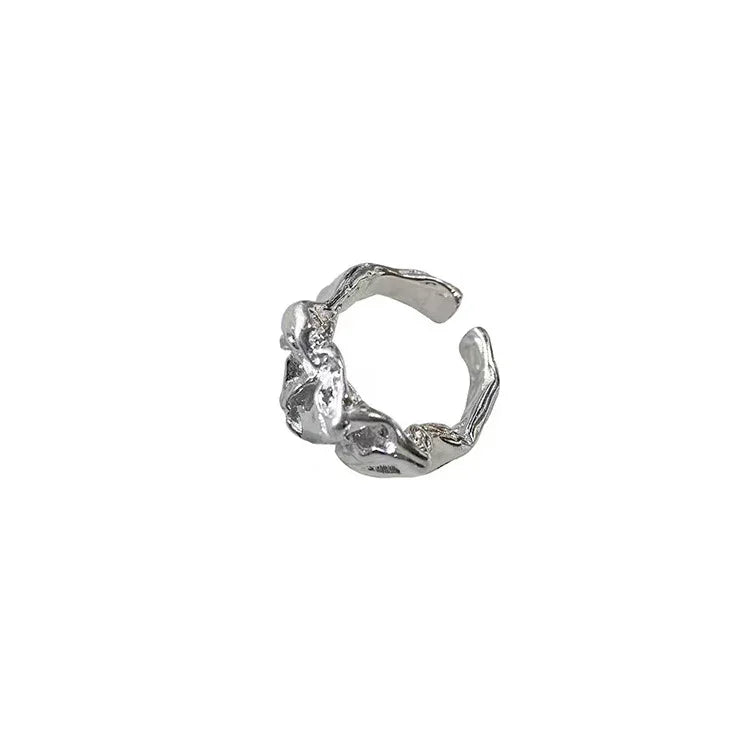 Minimalist Ring with Plissé Lava Design - Arden-Silver-State of Style