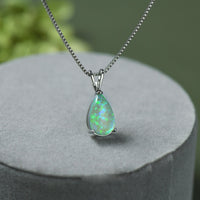 Minimalist Teardrop Opal Pendant Necklace - Selina-White Opal-Rose Gold-State of Style