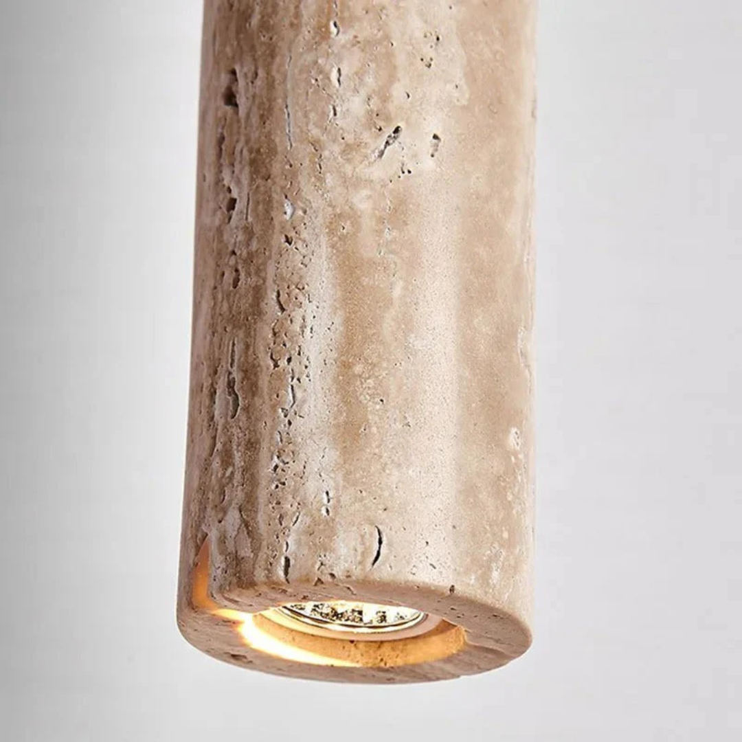 Minimalist Travertine Wabi-Sabi Style LED Chandelier - LumoLine-1 Head-State of Style