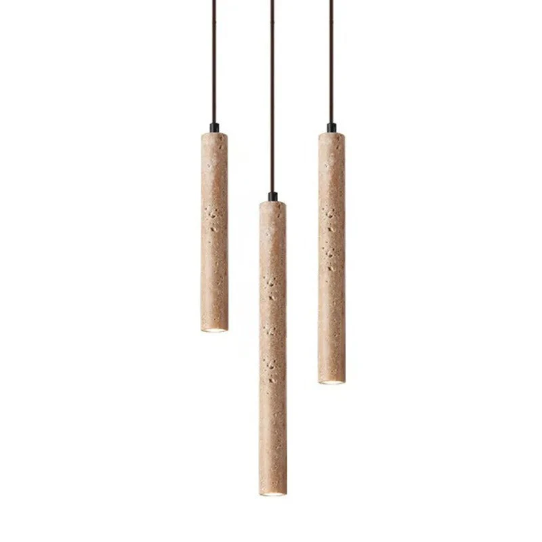 Minimalist Travertine Wabi-Sabi Style LED Chandelier - LumoLine-1 Head-State of Style