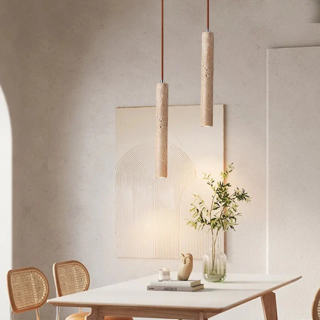 Minimalist Travertine Wabi-Sabi Style LED Chandelier - LumoLine-2 Head-State of Style