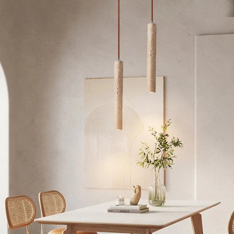 Minimalist Travertine Wabi-Sabi Style LED Chandelier - LumoLine-2 Head-State of Style