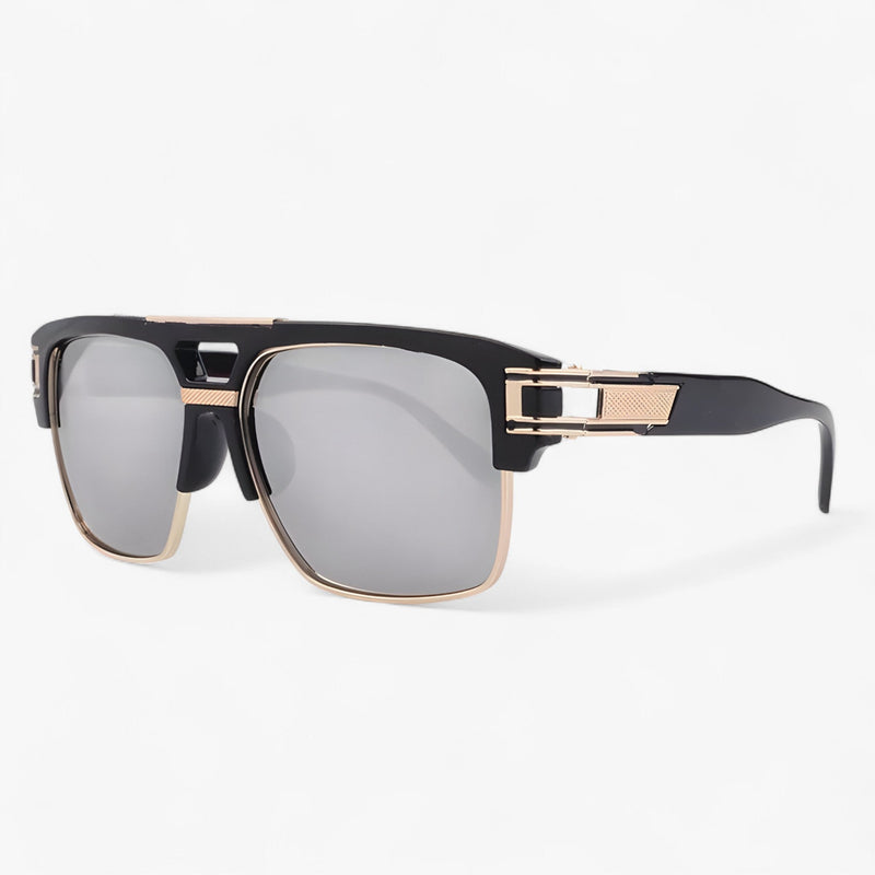 Mirrored Retro Designer Sunglasses – Calvero-Black Grey-State of Style