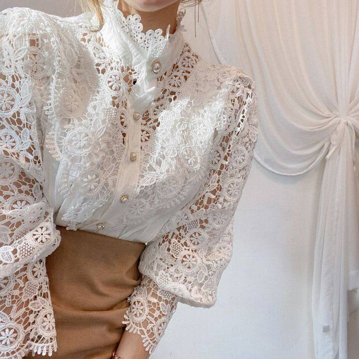 MitziBlouse | Women's Elegant Lace Top-Apricot-S-State of Style