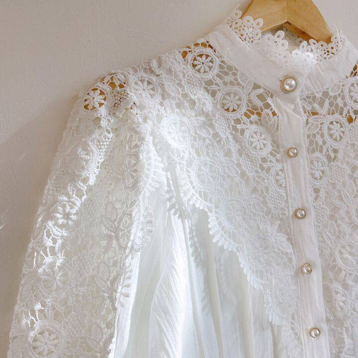 MitziBlouse | Women's Elegant Lace Top-Apricot-S-State of Style