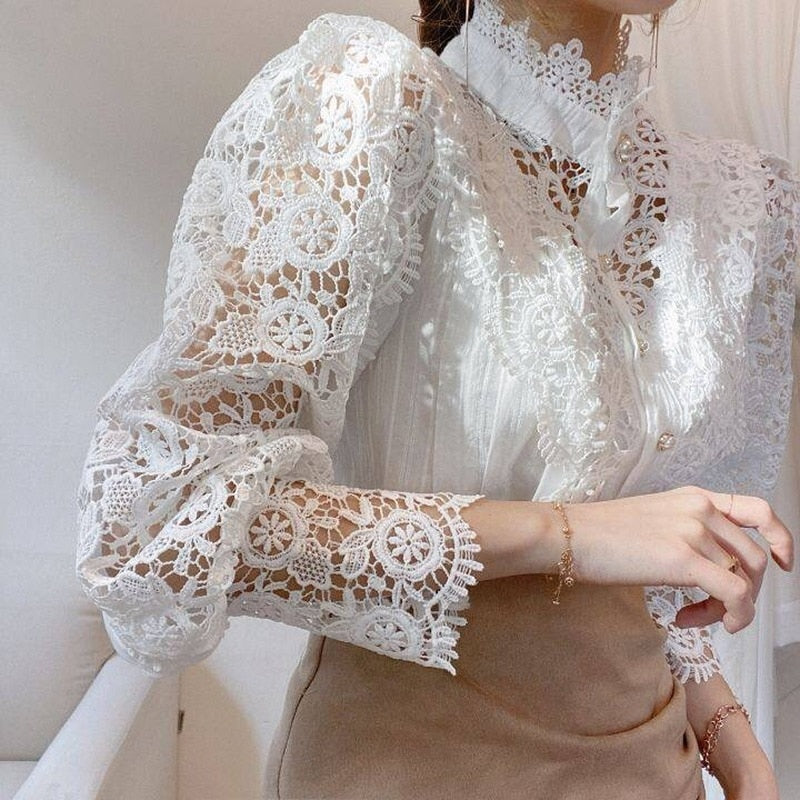 MitziBlouse | Women's Elegant Lace Top-Apricot-S-State of Style