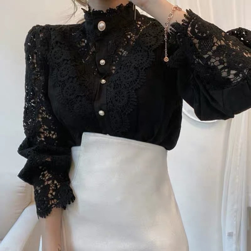 MitziBlouse | Women's Elegant Lace Top-Apricot-S-State of Style
