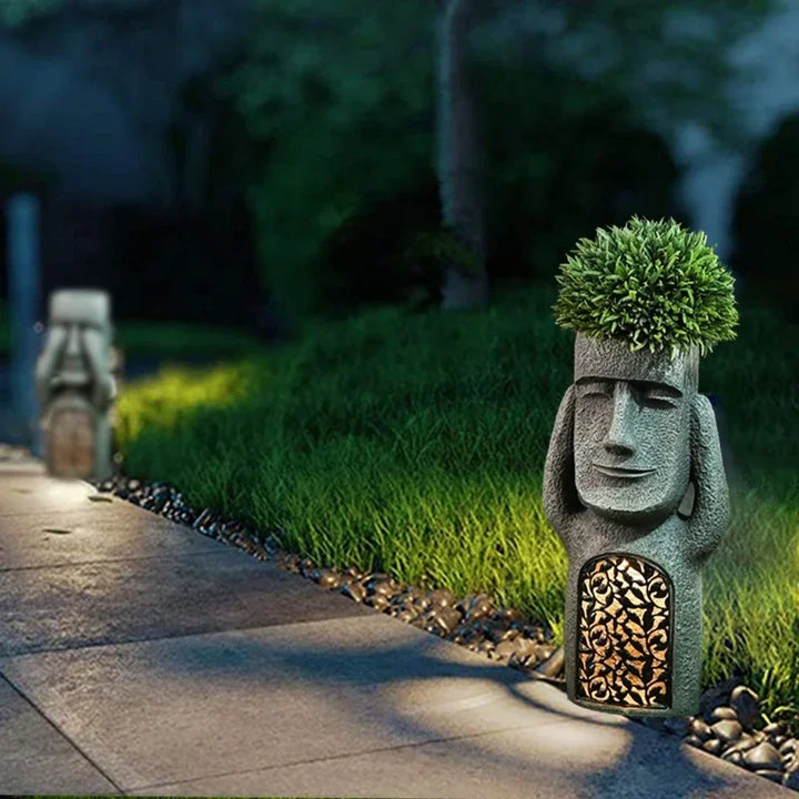 MoaiGlow Easter Island Planter Statue with LED Light-A-State of Style