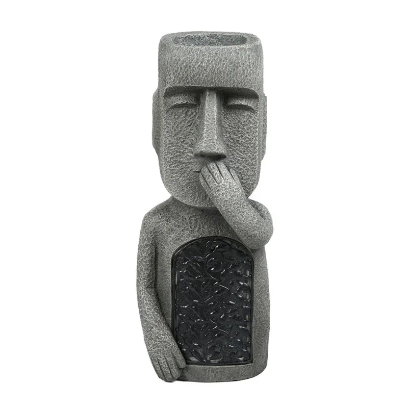 MoaiGlow Easter Island Planter Statue with LED Light-B-State of Style