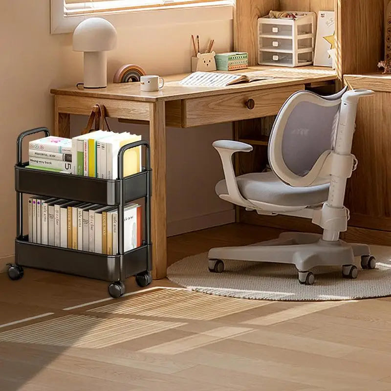 Mobile Bookshelf Trolley with Wheels - Rollit-Black-State of Style
