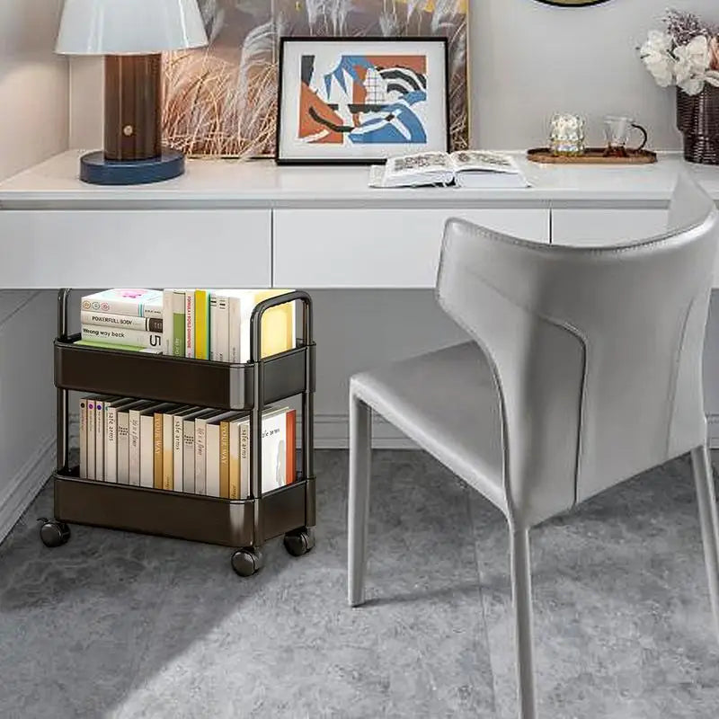 Mobile Bookshelf Trolley with Wheels - Rollit-Black-State of Style