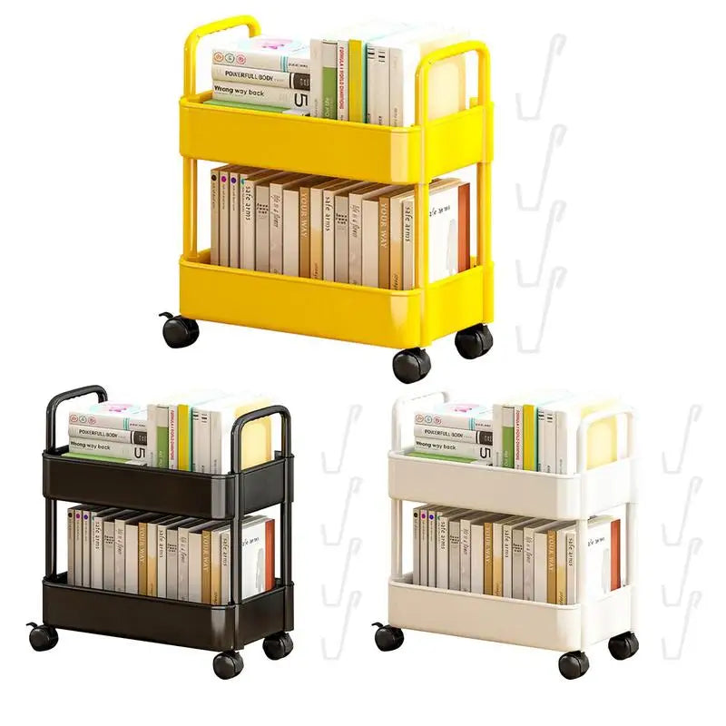 Mobile Bookshelf Trolley with Wheels - Rollit-Yellow-State of Style