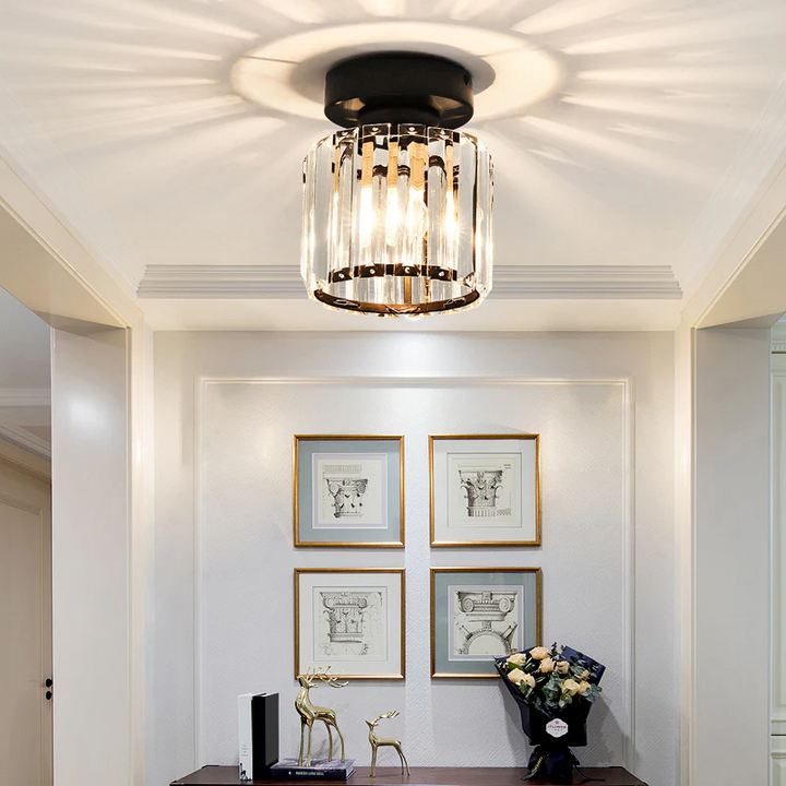 Modern Crystal Ceiling Light - CrystalGlow-Black-Square-State of Style