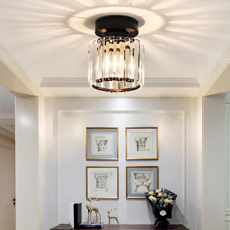 Modern Crystal Ceiling Light - CrystalGlow-Black-Square-State of Style