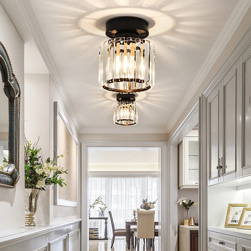 Modern Crystal Ceiling Light - CrystalGlow-Black-Square-State of Style