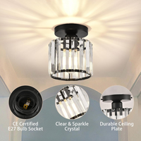 Modern Crystal Ceiling Light - CrystalGlow-Black-Square-State of Style