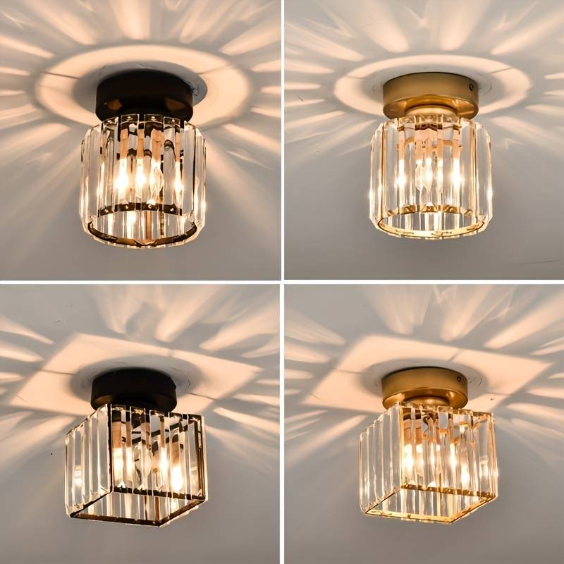 Modern Crystal Ceiling Light - CrystalGlow-Black-Square-State of Style