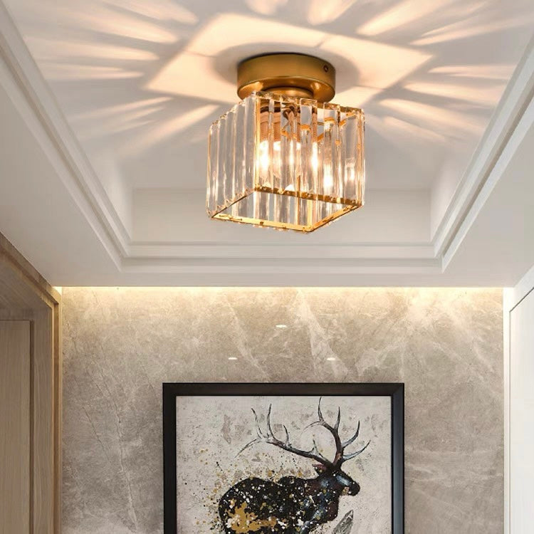 Modern Crystal Ceiling Light - CrystalGlow-Black-Square-State of Style