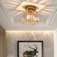 Modern Crystal Ceiling Light - CrystalGlow-Black-Square-State of Style